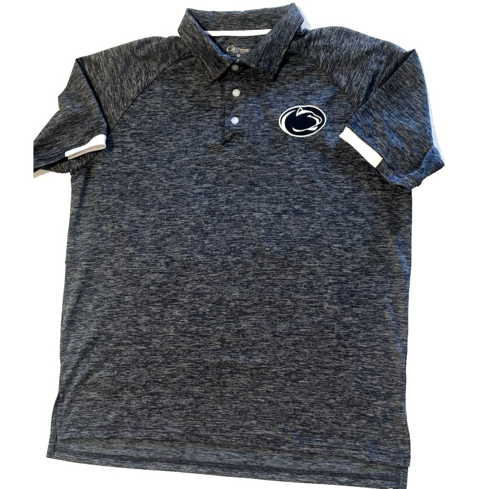 Penn State Nittany Lions Men Med. Performance Polo Shirt Blue/Gray M Logo NWOT